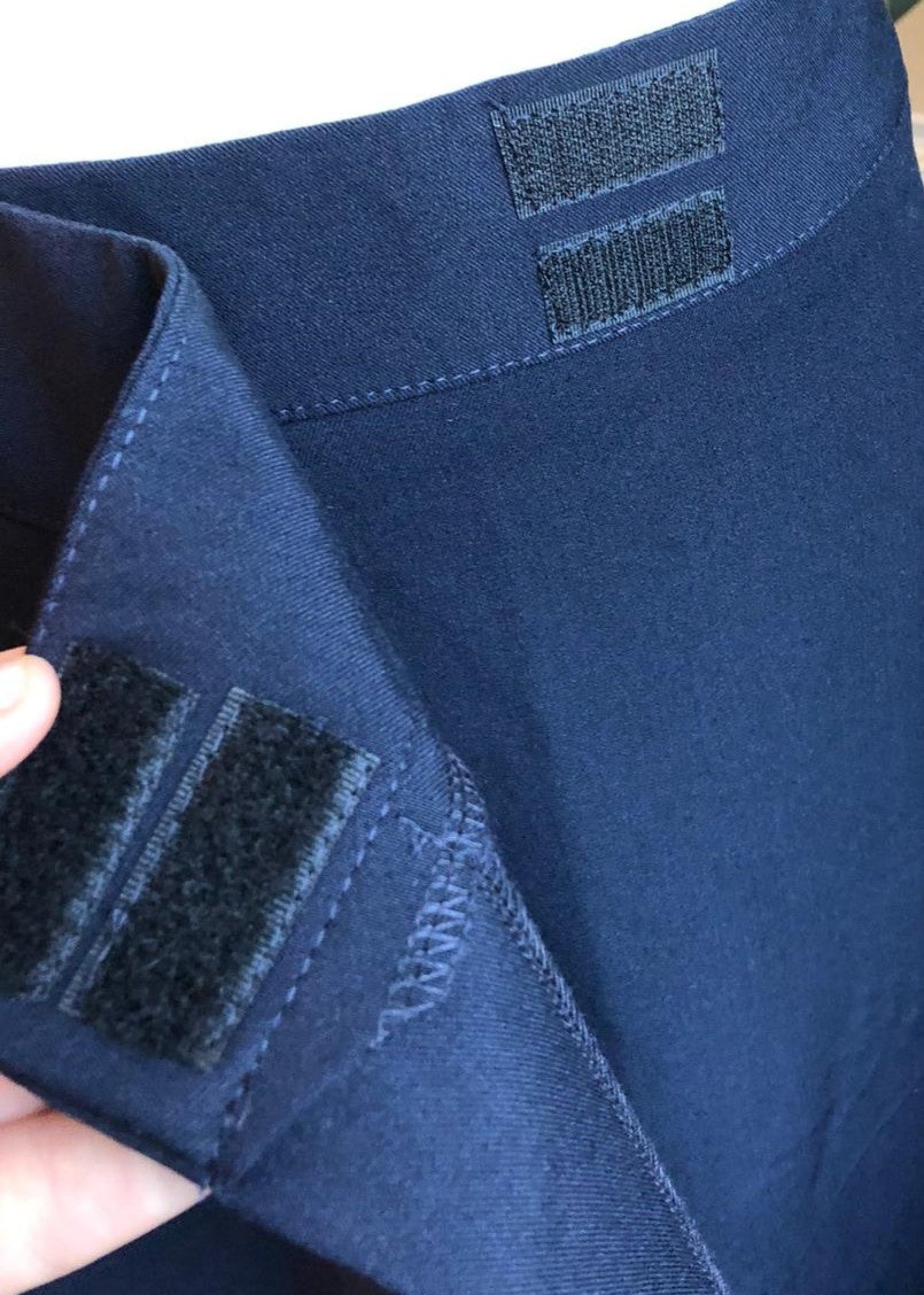 Clsoe up of double layer velcro fastening on skirt