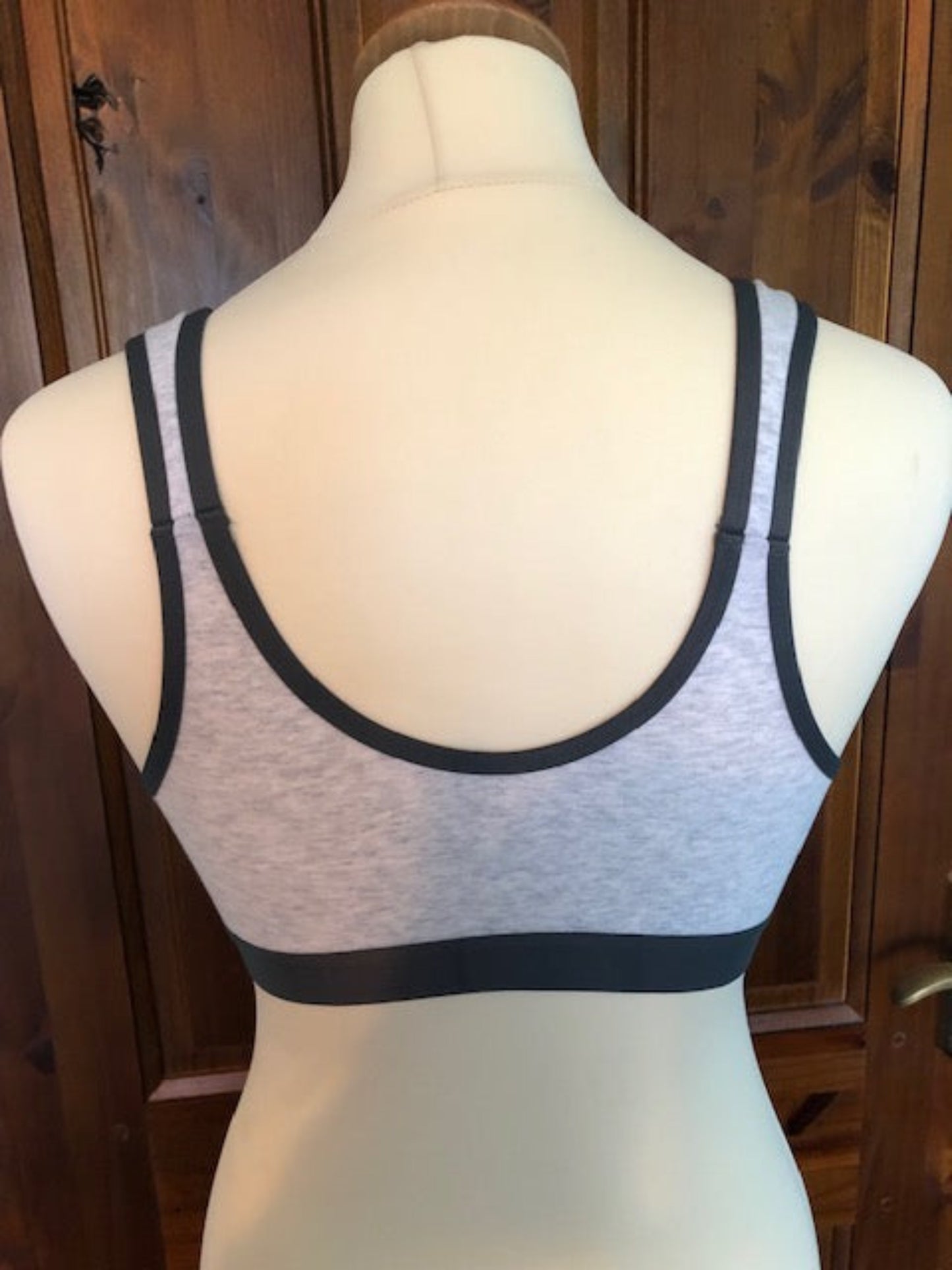 Eden Grey & Black Front Zip Bra