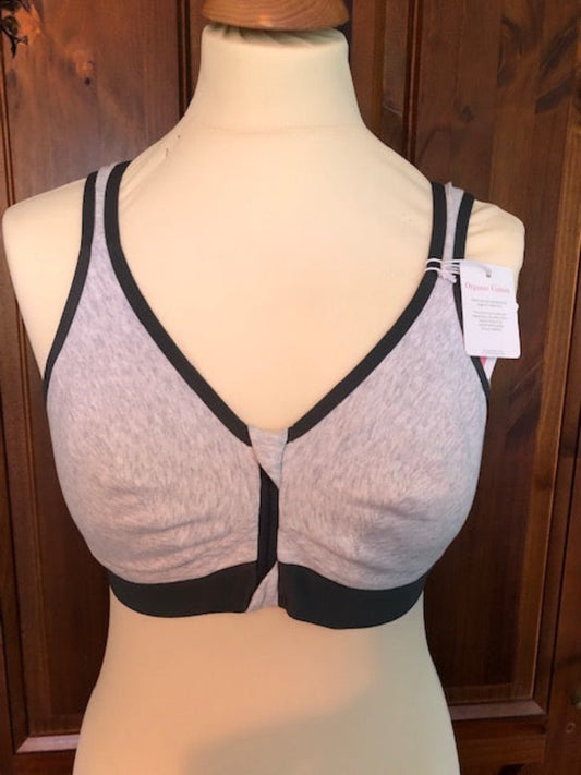 Eden Grey & Black Front Zip Bra